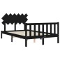 vidaXL Estructura cama de matrimonio con cabecero madera maciza negro vidaXL Estructura cama de matrimonio con cabecero madera maciza negro