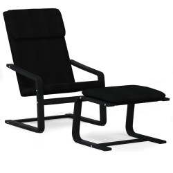vidaXL Sillón de relax con taburete tela negro