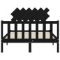 vidaXL Estructura cama de matrimonio con cabecero madera maciza negro vidaXL Estructura cama de matrimonio con cabecero madera maciza negro