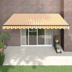 vidaXL Toldo retráctil automático amarillo y blanco 4x3 m