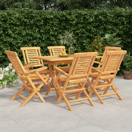 vidaXL Juego de comedor de jardín 7 piezas madera maciza de teca