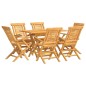 vidaXL Juego de comedor de jardín 7 piezas madera maciza de teca vidaXL Juego de comedor de jardín 7 piezas madera maciza de teca