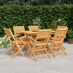 vidaXL Juego de comedor de jardín 7 piezas madera maciza de teca