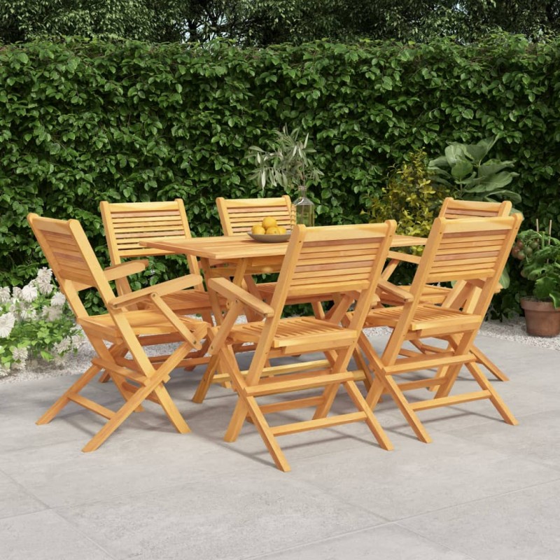 vidaXL Juego de comedor de jardín 7 piezas madera maciza de teca vidaXL Juego de comedor de jardín 7 piezas madera maciza de teca