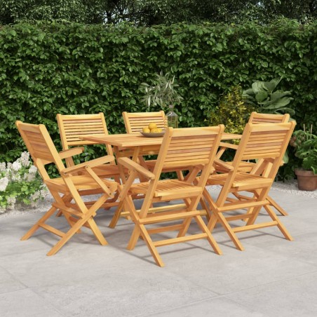 vidaXL Juego de comedor de jardín 7 piezas madera maciza de teca