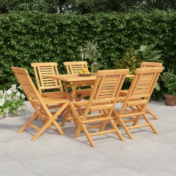 vidaXL Juego de comedor de jardín 7 piezas madera maciza de teca