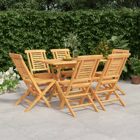 vidaXL Juego de comedor de jardín 7 piezas madera maciza de teca