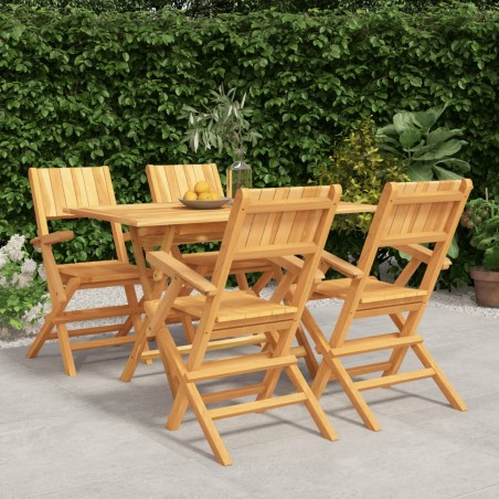 vidaXL Juego de comedor para jardín 5 piezas madera maciza de teca