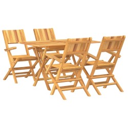 vidaXL Juego de comedor para jardín 5 piezas madera maciza de teca