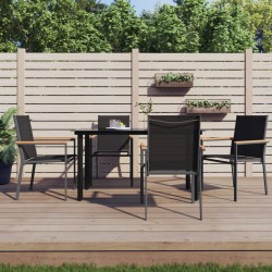 vidaXL Juego de comedor para jardín 5 piezas acero y textilene negro