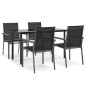 vidaXL Juego de comedor para jardín 5 piezas acero y textilene negro vidaXL Juego de comedor para jardín 5 piezas acero y textilene negro