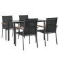 vidaXL Juego de comedor para jardín 5 piezas acero y textilene negro vidaXL Juego de comedor para jardín 5 piezas acero y textilene negro