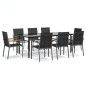 vidaXL Juego de comedor para jardín 9 piezas acero y textilene negro vidaXL Juego de comedor para jardín 9 piezas acero y textilene negro