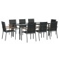 vidaXL Juego de comedor para jardín 9 piezas acero y textilene negro vidaXL Juego de comedor para jardín 9 piezas acero y textilene negro