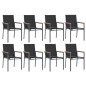 vidaXL Juego de comedor para jardín 9 piezas acero y textilene negro vidaXL Juego de comedor para jardín 9 piezas acero y textilene negro