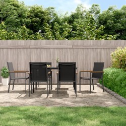 vidaXL Juego de comedor para jardín 7 piezas acero y textilene negro