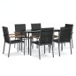 vidaXL Juego de comedor para jardín 7 piezas acero y textilene negro vidaXL Juego de comedor para jardín 7 piezas acero y textilene negro