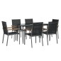 vidaXL Juego de comedor para jardín 7 piezas acero y textilene negro vidaXL Juego de comedor para jardín 7 piezas acero y textilene negro