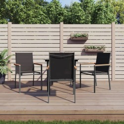 vidaXL Juego de comedor para jardín 5 piezas acero y textilene negro