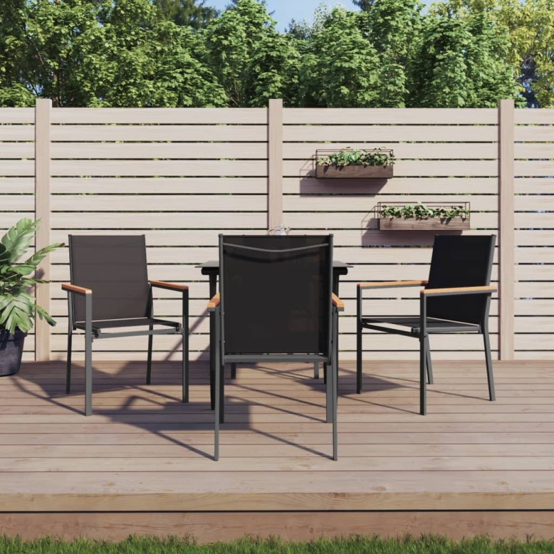 vidaXL Juego de comedor para jardín 5 piezas acero y textilene negro