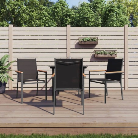 vidaXL Juego de comedor para jardín 5 piezas acero y textilene negro