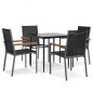vidaXL Juego de comedor para jardín 5 piezas acero y textilene negro