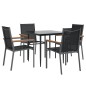 vidaXL Juego de comedor para jardín 5 piezas acero y textilene negro