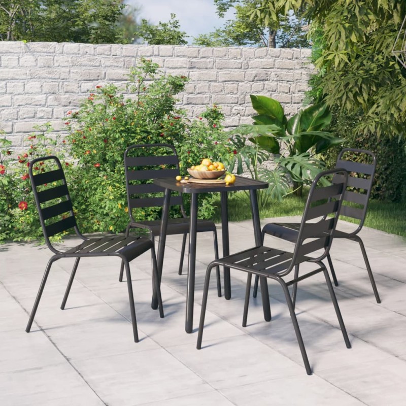 vidaXL Juego de comedor de jardín 5 piezas acero gris antracita vidaXL Juego de comedor de jardín 5 piezas acero gris antracita