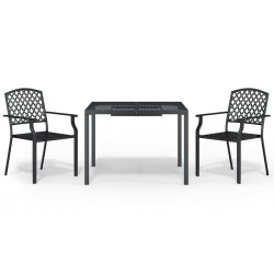 vidaXL Juego de comedor de jardín 3 piezas acero gris antracita