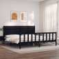 vidaXL Estructura cama de matrimonio con cabecero madera maciza negro