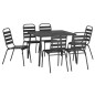 vidaXL Juego de comedor de jardín 7 piezas acero gris antracita vidaXL Juego de comedor de jardín 7 piezas acero gris antracita