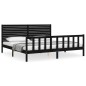 vidaXL Estructura cama de matrimonio con cabecero madera maciza negro