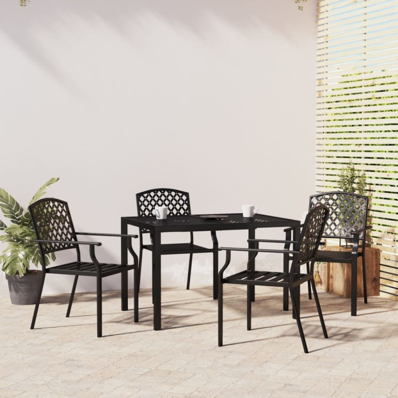 vidaXL Juego de comedor de jardín 5 piezas acero gris antracita vidaXL Juego de comedor de jardín 5 piezas acero gris antracita