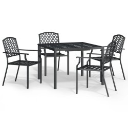 vidaXL Juego de comedor de jardín 5 piezas acero gris antracita