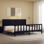 vidaXL Estructura cama de matrimonio con cabecero madera maciza negro