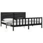 vidaXL Estructura cama de matrimonio con cabecero madera maciza negro