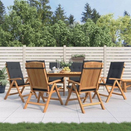 vidaXL Sillas de jardín reclinables y cojines 6 uds madera maciza teca