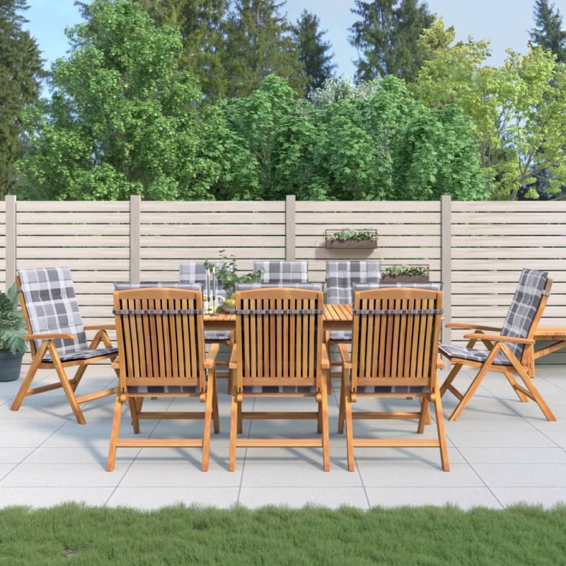 vidaXL Sillas de jardín reclinables y cojines 8 uds madera maciza teca vidaXL Sillas de jardín reclinables y cojines 8 uds madera maciza teca