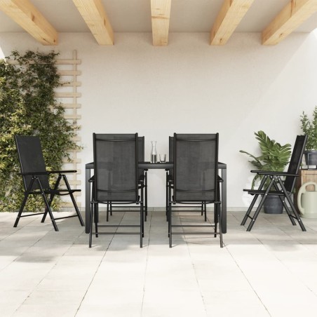 vidaXL Juego de comedor para jardín 7 piezas aluminio negro 