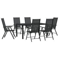 vidaXL Juego de comedor para jardín 7 piezas aluminio negro 