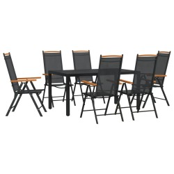 vidaXL Juego de comedor para jardín 7 piezas aluminio negro 