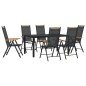 vidaXL Juego de comedor para jardín 7 piezas aluminio negro vidaXL Juego de comedor para jardín 7 piezas aluminio negro