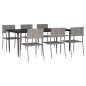 vidaXL Juego de comedor jardín 7 pzas ratán sintético acero gris negro