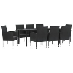 vidaXL Juego de comedor de jardín 9 pzas ratán sintético y acero negro
