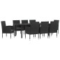 vidaXL Juego de comedor de jardín 9 pzas ratán sintético y acero negro vidaXL Juego de comedor de jardín 9 pzas ratán sintético y acero negro