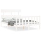vidaXL Estructura de cama con cabecero madera maciza blanco 120x200 cm vidaXL Estructura de cama con cabecero madera maciza blanco 120x200 cm