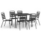 vidaXL Juego de comedor de jardín 7 piezas acero gris antracita vidaXL Juego de comedor de jardín 7 piezas acero gris antracita