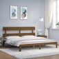vidaXL Estructura cama y cabecero madera maciza marrón miel 200x200 cm