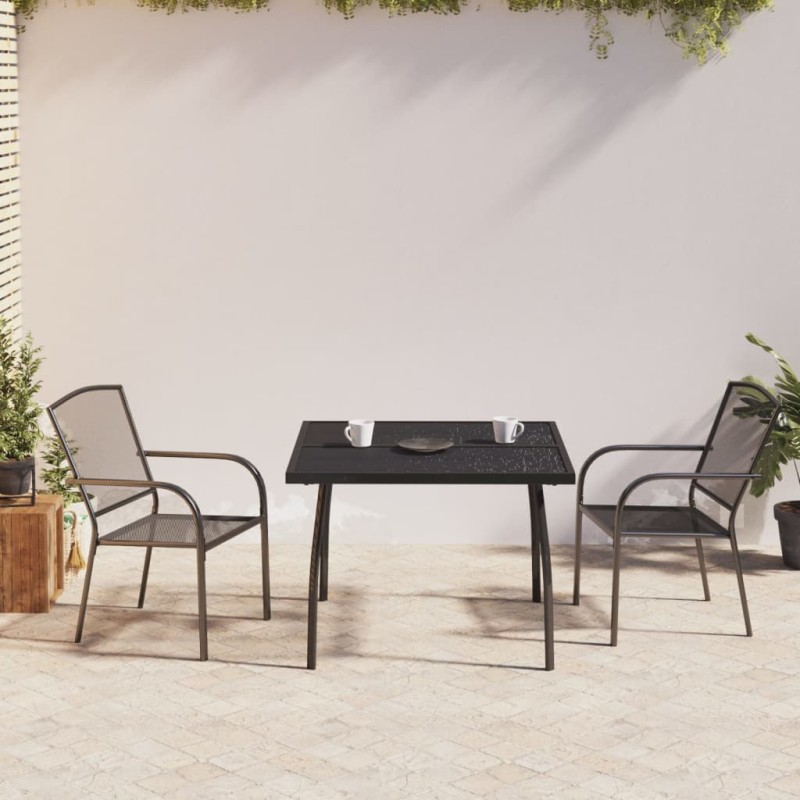 vidaXL Juego de comedor de jardín 3 piezas acero gris antracita