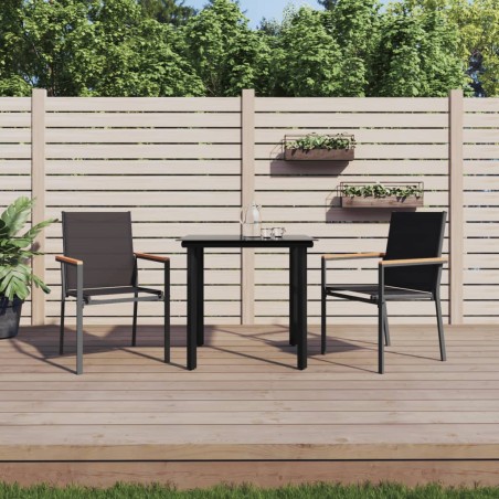 vidaXL Juego de comedor para jardín 3 piezas acero y textilene negro